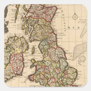 Adesivo Quadrado Ilhas britânicas, Inglaterra, Ireland