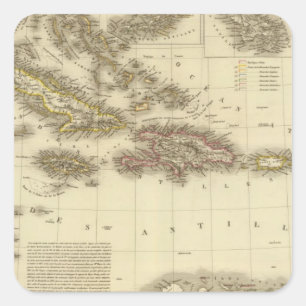 Adesivo Quadrado Ilhas Caribes e Índias Ocidentais