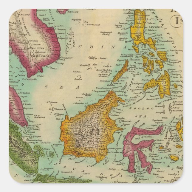 Adesivo Quadrado Ilhas East India (Frente)