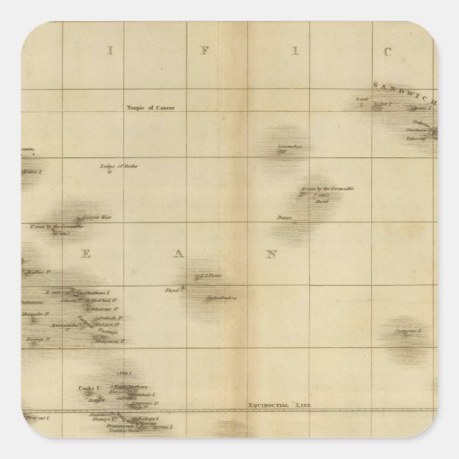 Adesivo Quadrado Ilhas no Oceano Pacífico (Frente)