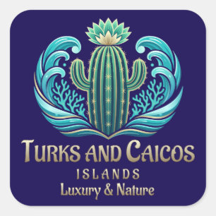 Adesivo Quadrado Ilhas Turcas e Caicos