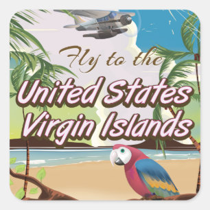 Adesivo Quadrado Ilhas Virgens dos Estados Unidos pôster de viagem