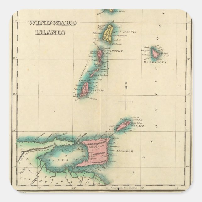 Adesivo Quadrado Ilhas Windward (Frente)