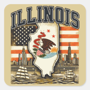 Adesivo Quadrado Illinois