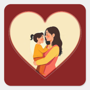 Adesivo Quadrado Illustration of the love between mother and daught