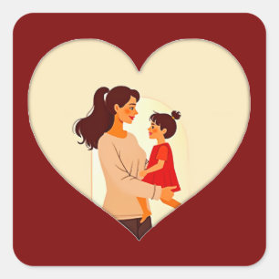 Adesivo Quadrado Illustration of the love between mother and daught