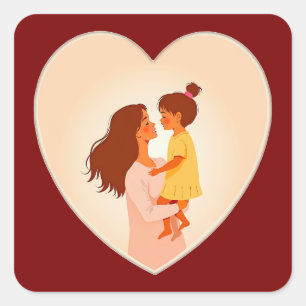 Adesivo Quadrado Illustration of the love between mother and daught