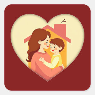 Adesivo Quadrado Illustration of the love between mother and daught