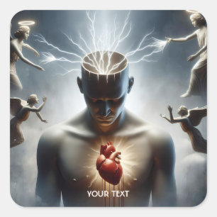 Adesivo Quadrado Iluminação do Coração do Cérebro Fantasy