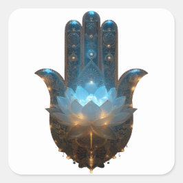 Adesivo Quadrado Iluminação do Lótus | Design da Mão Hamsa