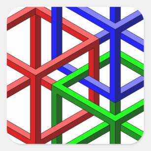 Adesivo Quadrado Ilusão óptica da geometria impossível dos cubos