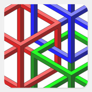 Adesivo Quadrado Ilusão Óptica Geométrica Impossível dos Cubos