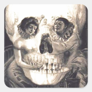 Adesivo Quadrado Ilusões Retro Ópticas Com Amor Crânio