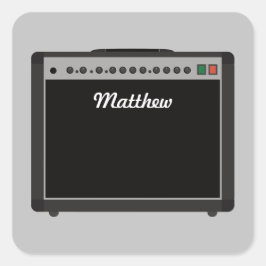 Adesivo Quadrado Ilustração Amplificadora Personalizada para Músico