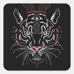 Adesivo Quadrado Ilustração da cabeça de tigre
