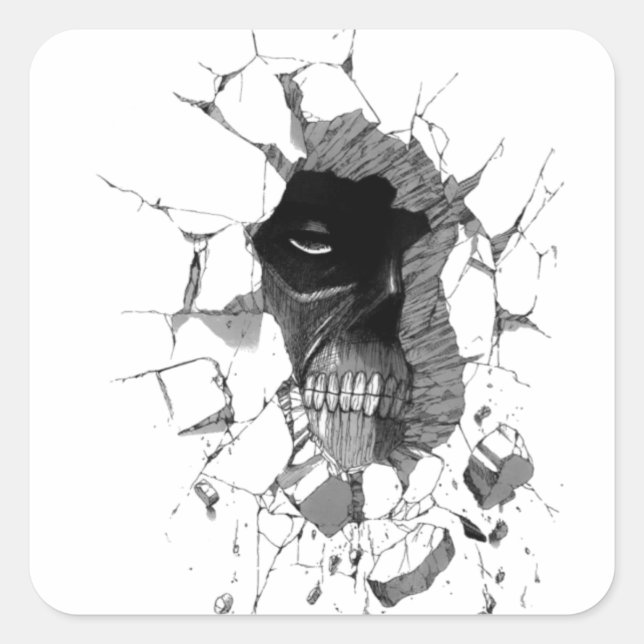 Adesivo Quadrado Ilustração da face do esqueleto (Frente)