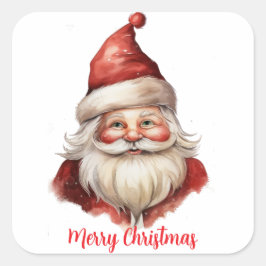 Adesivo Quadrado Ilustração de Aquarela Santa Claus