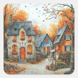 Adesivo Quadrado Ilustração de Bicicleta de Algodão Vintage