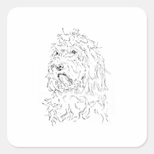 Adesivo Quadrado Ilustração de Cachorro, Arte Fofa de Cockapoo
