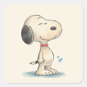 Adesivo Quadrado Ilustração de cachorro Beagle em aquarela fofa