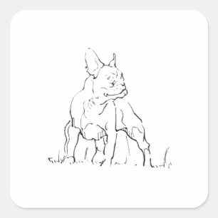 Adesivo Quadrado Ilustração de Cachorro Bulldog Francês - Mãe de Ca