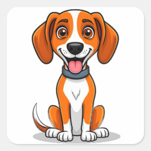 Adesivo Quadrado Ilustração de cachorro fofa da raça American Foxho
