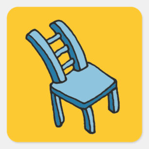 Adesivo Quadrado Ilustração de Cadeira Azul Flexível em Cartoon