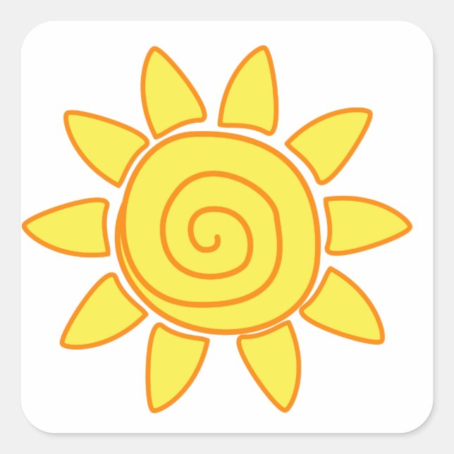 Adesivo Quadrado Ilustração de Crianças Desenhando o Sol Fofa (Frente)