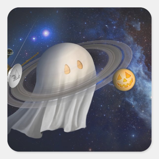 Adesivo Quadrado Ilustração de Dia das Bruxas de um artista (Frente)