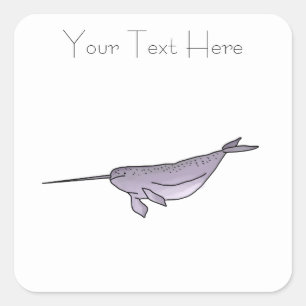 Adesivo Quadrado Ilustração de Digitas Narwhal, animal de mar