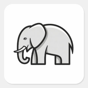 Adesivo Quadrado Ilustração de Elefante Minimal Equilibrada