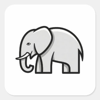 Adesivo Quadrado Ilustração de Elefante Minimal Equilibrada