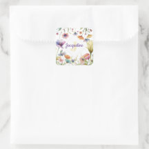 Ilustração de Flor Selvagem Colorida com Monograma