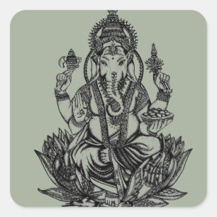 Adesivo Quadrado Ilustração de Ganesh