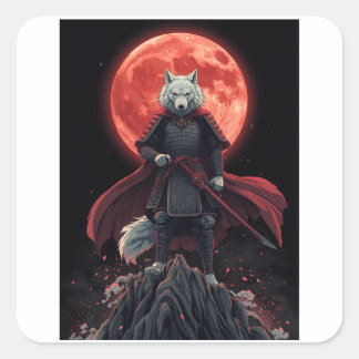 Adesivo Quadrado Ilustração de Guerreiro Fantástico Japonês