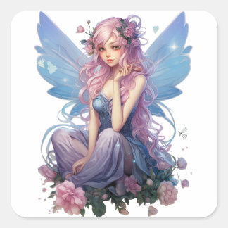 Adesivo Quadrado Ilustração de Leite Sussura de lavanda