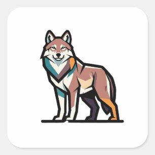 Adesivo Quadrado Ilustração de Lobo Força Silenciosa