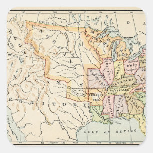 Adesivo Quadrado Ilustração de Mapa Histórico dos Estados Unidos de