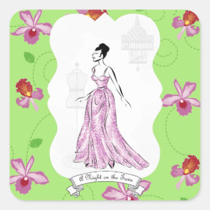 Adesivo Quadrado Ilustração de Moda Fois à Paris