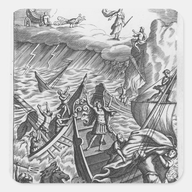 Adesivo Quadrado Ilustração de "O Eneido" por Virgil (Frente)