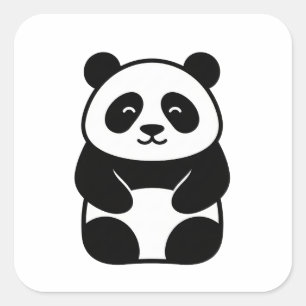 Adesivo Quadrado Ilustração de Panda Minimalista Suave