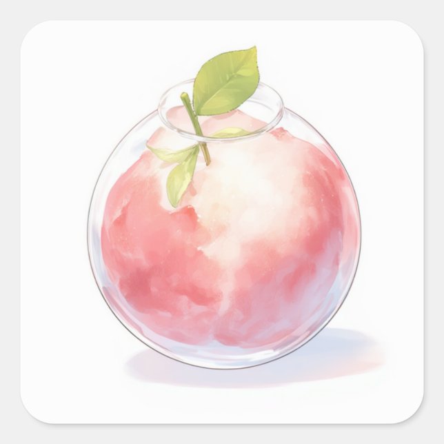 Adesivo Quadrado Ilustração de Pastel Mágico (Frente)