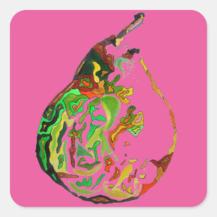 Adesivo Quadrado Ilustração de pop de de fruta de pintura de pera