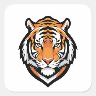 Adesivo Quadrado Ilustração de Tigre Focado