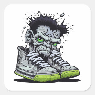 Adesivo Quadrado Ilustração de Zombie