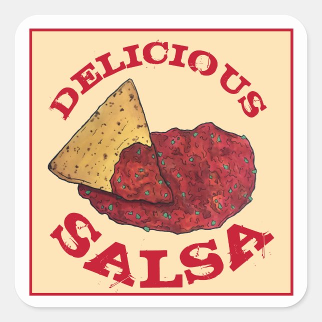 Adesivo Quadrado Ilustração Deliciosa de Chips Salsa Tortilla