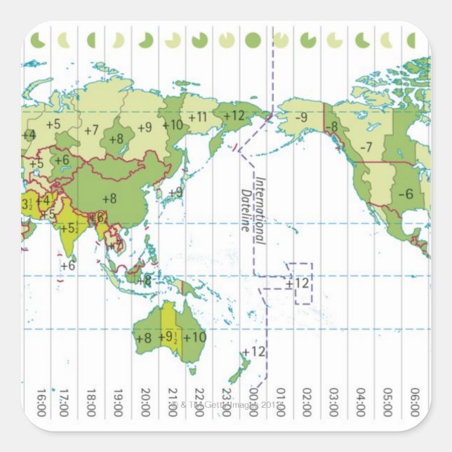 Adesivo Quadrado Ilustração digital do mapa mundial mostrando o tem (Frente)