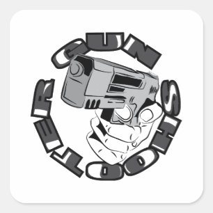Adesivo Quadrado Ilustração do atirador de arma