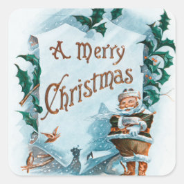 Adesivo Quadrado Ilustração do feriado de Santa Cláusula