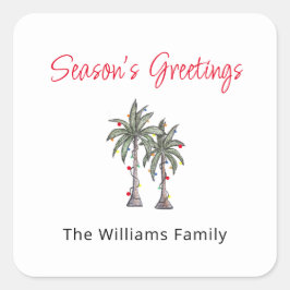 Adesivo Quadrado Ilustração do Natal da Praia das Palmeiras Tropica